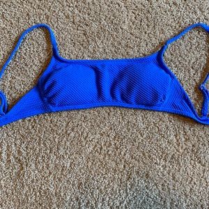Textured Blue Scoop Bikini Top